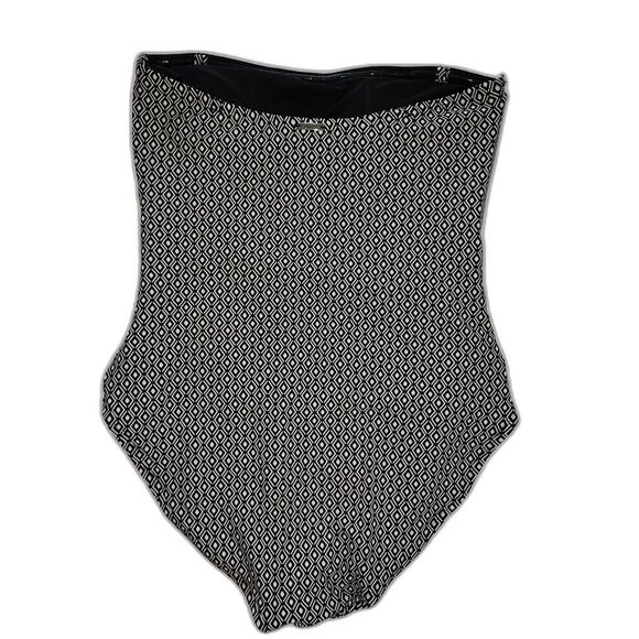 DKNY Strapless One Piece Swimsuit Black & White Size M - Picture 6 of 9
